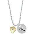 thumbnail image 1 of Delight Jewelry Goldtone Large April - Clear Crystal Heart Silvertone Script Initial Disc - K - Charm Necklace, 20"+3", 1 of 4