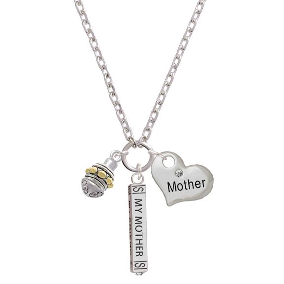 Delight Jewelry Goldtone Large Bullets on Silvertone Spinner Always My Mother Bar Zoe Necklace