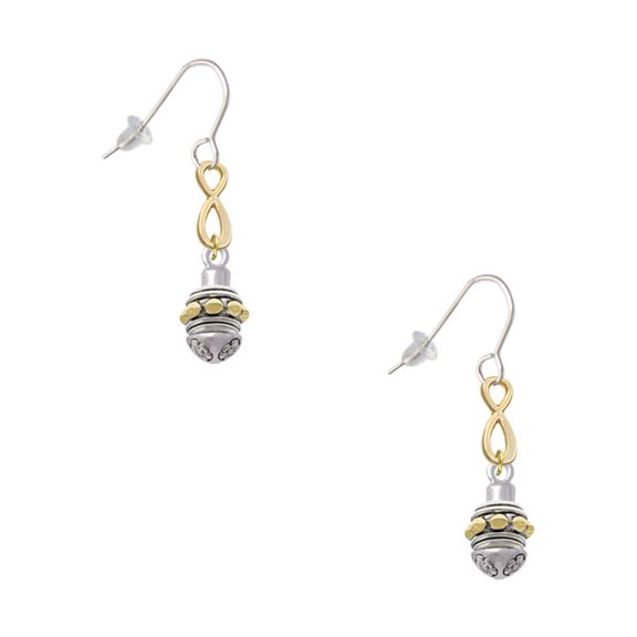 Delight Jewelry Goldtone Large Bullets on Silvertone Spinner Gold Tone Infinity French Earrings
