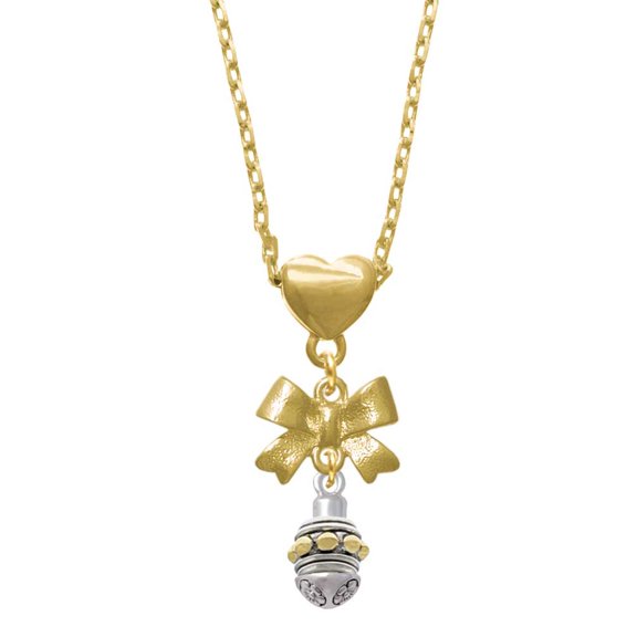 Delight Jewelry Goldtone Large Bullets on Silvertone Spinner Gold tone Heart Necklace