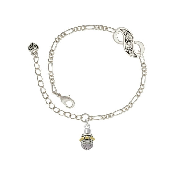 Delight Jewelry Goldtone Large Bullets on Silvertone Spinner Silver-tone Paw Infinity Link Chain Bracelet, 6"+2" Extender