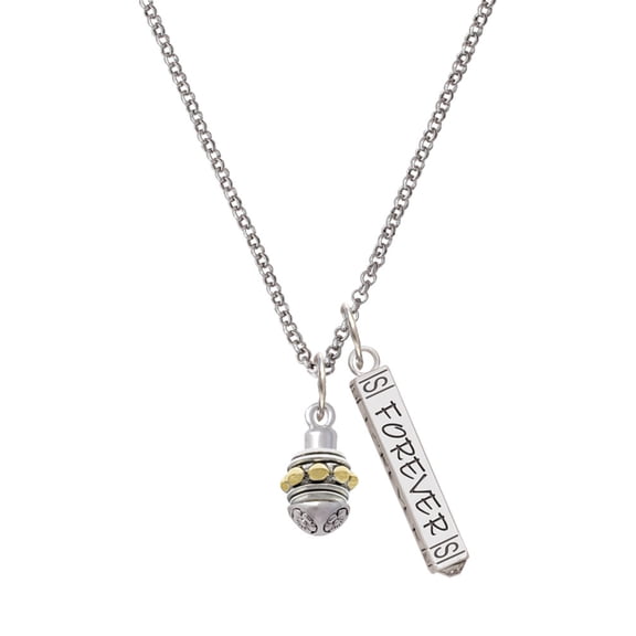 Delight Jewelry Goldtone Large Bullets on Silvertone Spinner Silvertone Forever Bar Charm Necklace, 23"