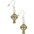 thumbnail image 1 of Delight Jewelry Goldtone Large Celtic Cross Silver tone Infinity French Earrings, 1 of 4