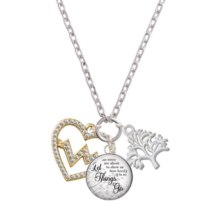 Delight Jewelry Goldtone Large Crystal Heart - Heartbeat Let Things Go Fall Zoey Charm Necklace, 28"