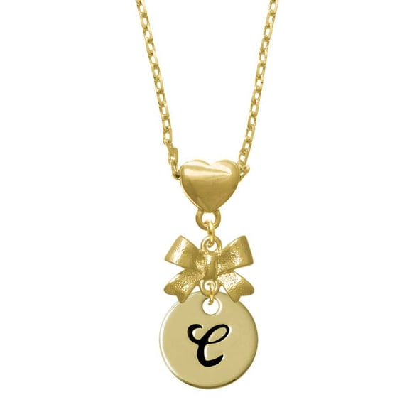 Delight Jewelry Goldtone Large Disc Letter - C - 3/4'' Gold tone Heart Necklace