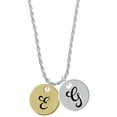 thumbnail image 1 of Delight Jewelry Goldtone Large Disc Letter - E - 3/4'' Silvertone Script Initial Disc - G - Charm Necklace, 20"+3", 1 of 4