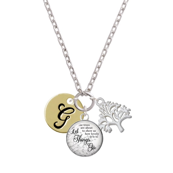Delight Jewelry Goldtone Large Disc Letter - G - 3/4'' Let Things Go Fall Zoey Charm Necklace, 28"