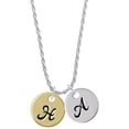 thumbnail image 1 of Delight Jewelry Goldtone Large Disc Letter - H - 3/4'' Silvertone Script Initial Disc - A - Charm Necklace, 20"+3", 1 of 3