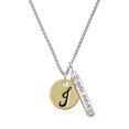 thumbnail image 1 of Delight Jewelry Goldtone Large Disc Letter - J - 3/4'' Silvertone Live the Life You Have Imagined Bar Charm Necklace, 23", 1 of 4