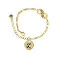 thumbnail image 1 of Delight Jewelry Goldtone Large Disc Letter - L - 3/4'' Gold-tone Paw Infinity Link Chain Bracelet, 6"+2" Extender, 1 of 3