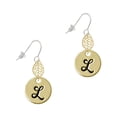 thumbnail image 1 of Delight Jewelry Goldtone Large Disc Letter - L - 3/4'' Goldtone Leaf French Earrings, 1 of 4