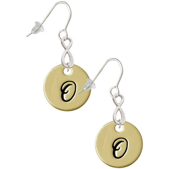 Delight Jewelry Goldtone Large Disc Letter - O - 3/4'' Silver tone Infinity French Earrings