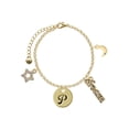 thumbnail image 1 of Delight Jewelry Goldtone Large Disc Letter - P - 3/4'' Goldtone Dream Big Charm Bracelet, 7.5+2" Extender, 1 of 4
