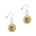 thumbnail image 1 of Delight Jewelry Goldtone Large Disc Letter - Q - 3/4'' Silvertone Leaf French Earrings, 1 of 5
