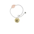 thumbnail image 1 of Delight Jewelry Goldtone Large Disc Letter - R - 3/4'' - Rose Goldtone Leaf Delicate Bracelet, 6.25+1.75", 1 of 3