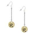 thumbnail image 1 of Delight Jewelry Goldtone Large Disc Letter - R - 3/4'' - Silver-tone Long Sparkle Dangle French Earrings, 1 of 4