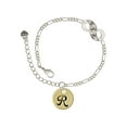 thumbnail image 1 of Delight Jewelry Goldtone Large Disc Letter - R - 3/4'' Silver-tone Paw Infinity Link Chain Bracelet, 6"+2" Extender, 1 of 3