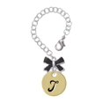 thumbnail image 1 of Delight Jewelry Goldtone Large Disc Letter - T - 3/4'' - Silvertone Black Bow Charm Accessory for Tumblers and Thermal Cups, 1 of 4