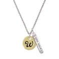 thumbnail image 1 of Delight Jewelry Goldtone Large Disc Letter - W - 3/4'' Silvertone Live the Life You Have Imagined Bar Charm Necklace, 23", 1 of 4