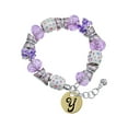 thumbnail image 1 of Delight Jewelry Goldtone Large Disc Letter - Y - 3/4'' Purple Butterfly Bead Charm Bracelet, 7"+1" Extender, 1 of 5
