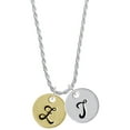 thumbnail image 1 of Delight Jewelry Goldtone Large Disc Letter - Z - 3/4'' Silvertone Script Initial Disc - T - Charm Necklace, 20"+3", 1 of 4