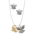 thumbnail image 1 of Delight Jewelry Goldtone Large Grandmother Heart with Crystal - Silver tone Guardian Angel Charm Necklace and Stud Earrings, 1 of 4