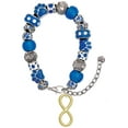 thumbnail image 1 of Delight Jewelry Goldtone Large Infinity Sign Blue Paw Print Bead Bracelet, 7"+2", 1 of 4
