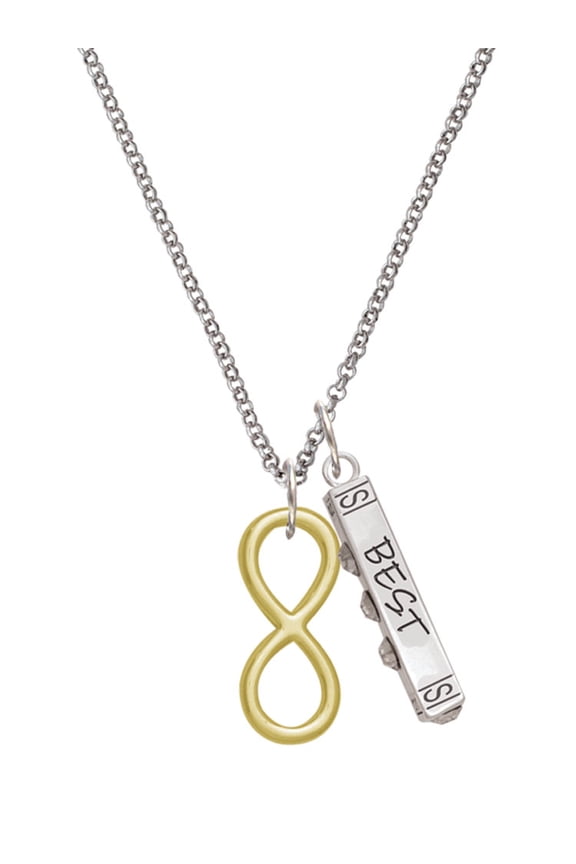 Goldtone Large Infinity Sign Silvertone Best Friends Forever Bar Charm Necklace, 23"