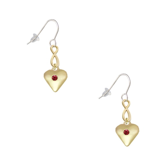 Delight Jewelry Goldtone Large January - Maroon Crystal Heart Gold Tone Infinity French Earrings
