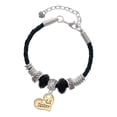 thumbnail image 1 of Delight Jewelry Goldtone Large Lil Sister Heart with Clear Crystal - Mother Celtic Knot Leather Bead Bracelet, 7"+2" Extender, 1 of 1