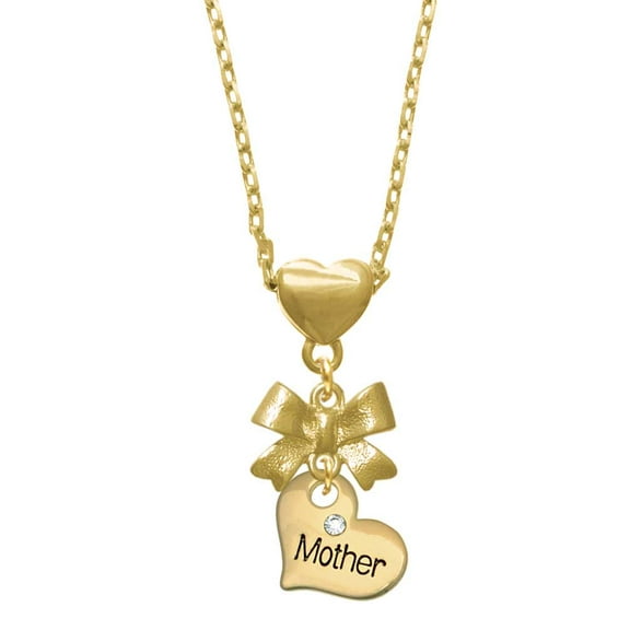 Delight Jewelry Goldtone Large Mother Heart with Crystal - Gold tone Heart Necklace