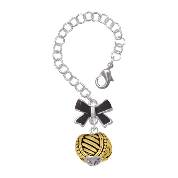Delight Jewelry Goldtone Large Rope with Cross Spinner - Silvertone Black Bow Charm Accessory for Tumblers and Thermal Cups