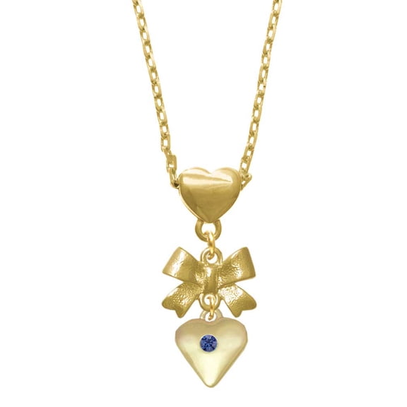 Delight Jewelry Goldtone Large September - Blue Crystal Heart Gold tone Heart Necklace