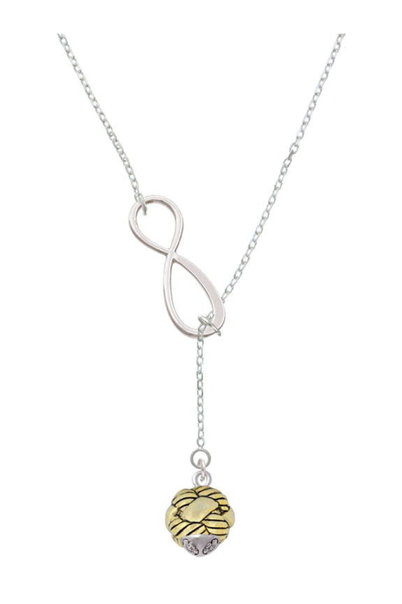 Goldtone Large Woven Rope Spinner Silver tone Elegant Infinity Lariat Necklace