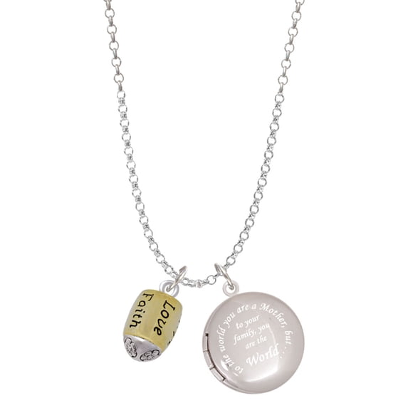 Delight Jewelry Goldtone Love, Faith, Pray, Peace, Joy, Hope Spinner To the World You are a Mother Locket Necklace