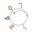 thumbnail image 1 of Delight Jewelry Goldtone Medium Clef with Crystal Multi-Colored Crystal Love Charm Bracelet, 1 of 5