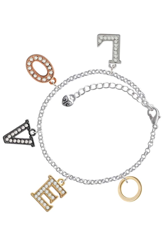 Goldtone Medium Karma Ring Multi-Colored Crystal Love Charm Bracelet