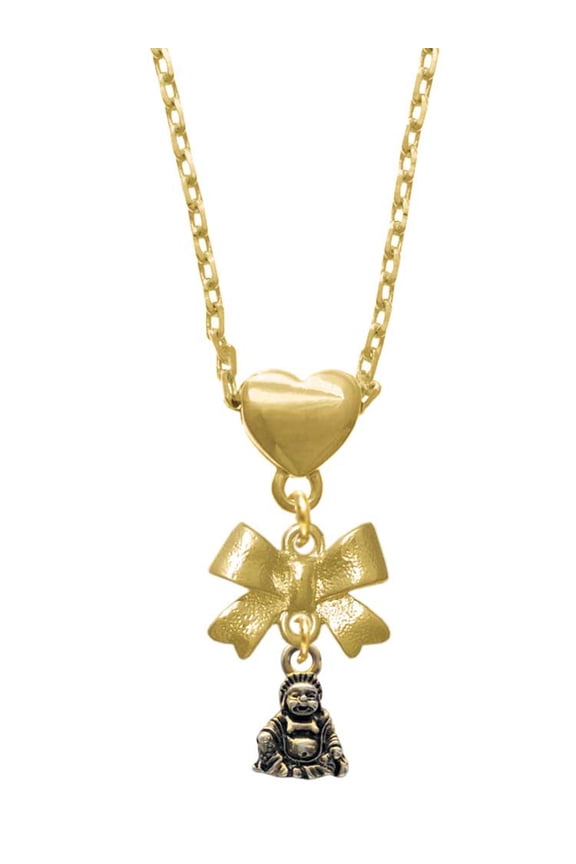 Goldtone Mini Buddha Gold tone Heart Necklace