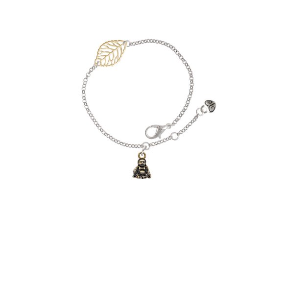 Delight Jewelry Goldtone Mini Buddha - Goldtone Leaf Delicate Bracelet, 6.25+1.75"