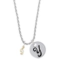 thumbnail image 1 of Delight Jewelry Goldtone Mini Clef with Crystal Silvertone Script Initial Disc - Y - Charm Necklace, 20"+3", 1 of 4