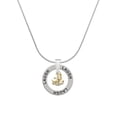 thumbnail image 1 of Delight Jewelry Goldtone Mini Crystal Anchor of Hope Laugh Ring Charm Necklace, 18", 1 of 4