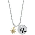 thumbnail image 1 of Delight Jewelry Goldtone Mini Crystal Ship Wheel - Navigation Silvertone Script Initial Disc - R - Charm Necklace, 20"+3", 1 of 4