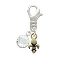 thumbnail image 1 of Delight Jewelry Goldtone Mini Fleur de Lis - Silvertone Clip on Charm with Clear Crystal Drop, 1 of 4