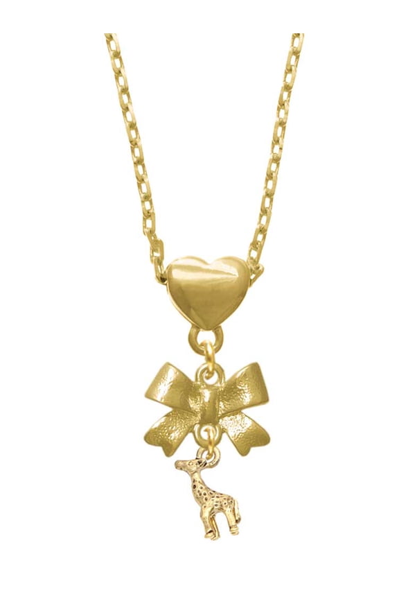 Goldtone Mini Giraffe Gold tone Heart Necklace