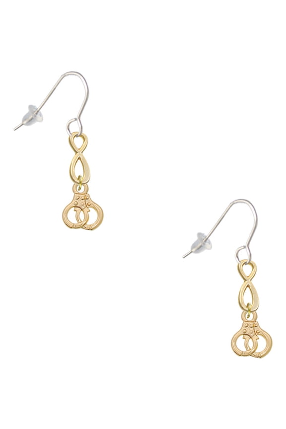 Goldtone Mini Handcuffs Gold Tone Infinity French Earrings