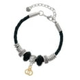 thumbnail image 1 of Delight Jewelry Goldtone Mini Handcuffs Lil Sister Celtic Knot Leather Bead Bracelet, 7"+2" Extender, 1 of 4