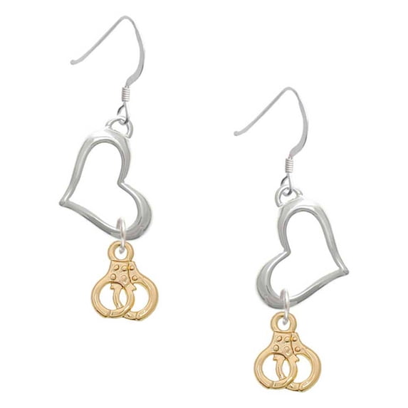 Delight Jewelry Goldtone Mini Handcuffs Open Heart French Earrings
