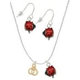 thumbnail image 1 of Delight Jewelry Goldtone Mini Handcuffs Red Lucky Ladybug Necklace and Dangle Earrings Set, 1 of 6
