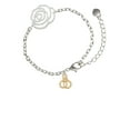 thumbnail image 1 of Delight Jewelry Goldtone Mini Handcuffs Silver-tone Flower Link Chain Bracelet, 6.75"+2" Extender, 1 of 4