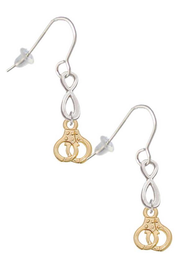 Goldtone Mini Handcuffs Silver tone Infinity French Earrings